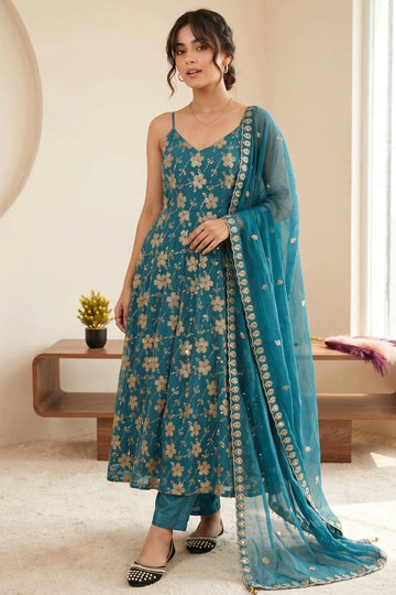 latest sleeveless anarkali suit