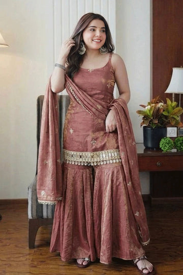 latest sleeveless sharara suit