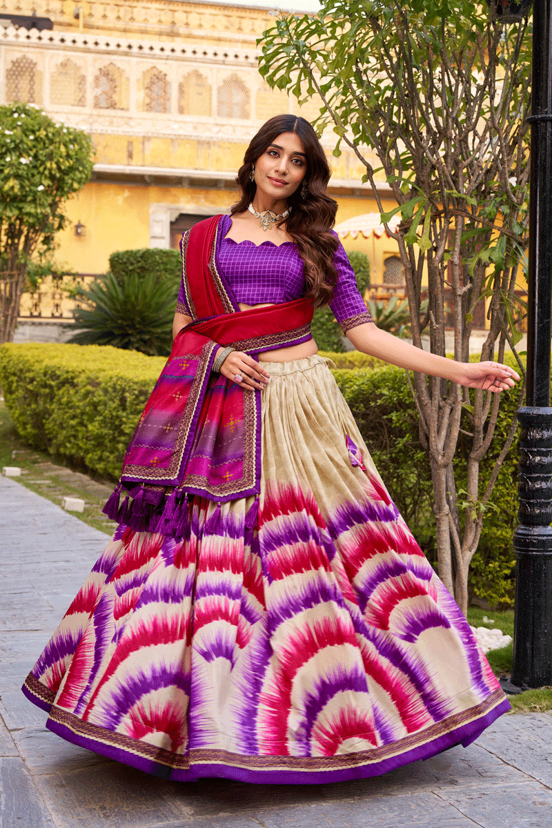 leheriya print lehenga for wedding 