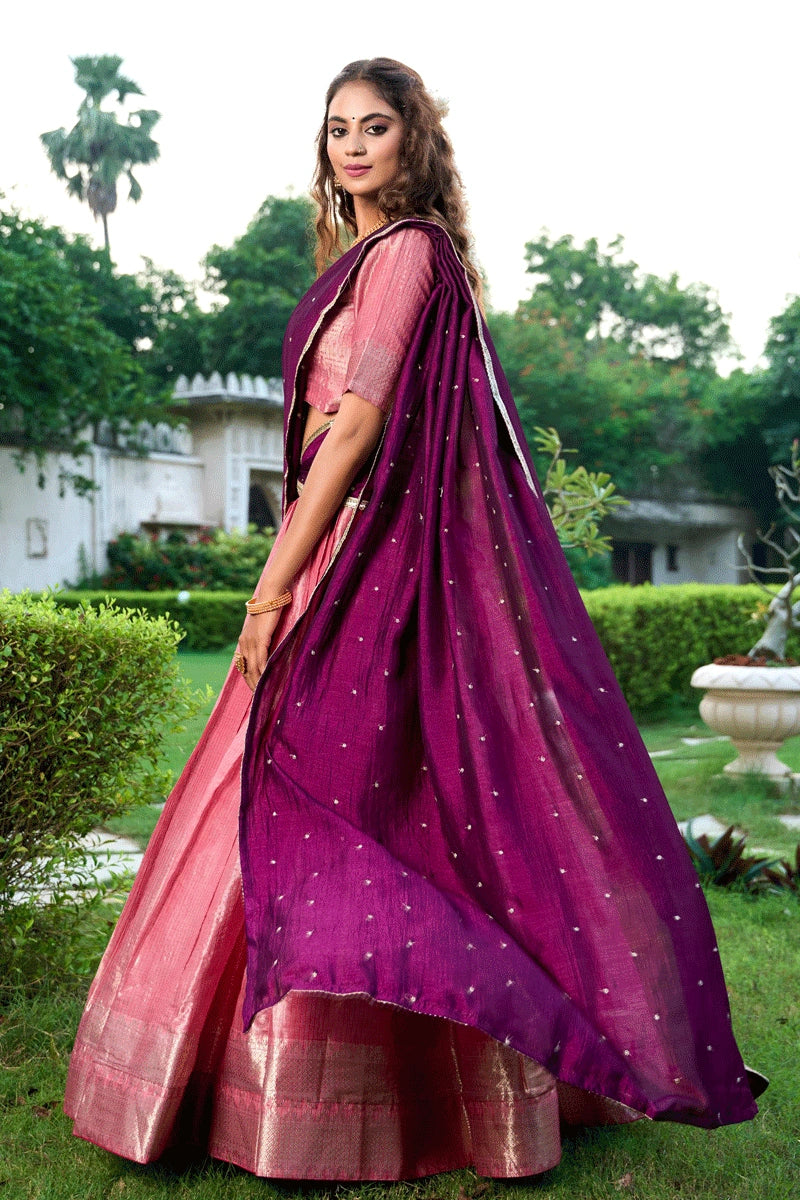 light maroon colour half saree for pongal