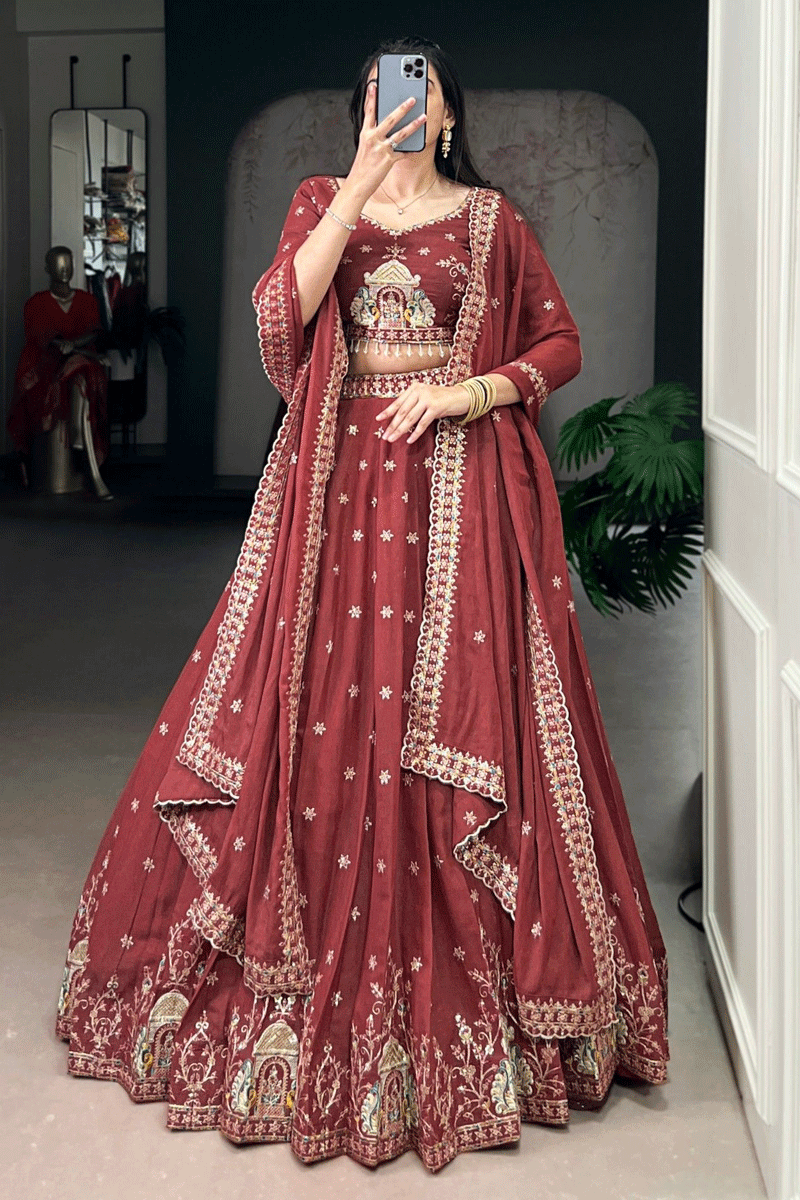 light maroon lehenga 