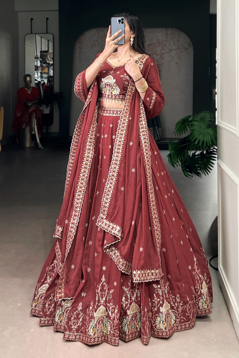 light maroon lehenga choli 