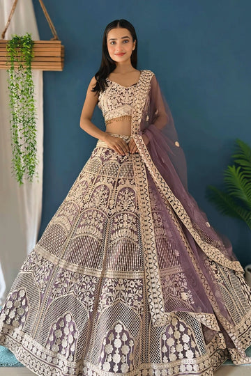 Embroidery Work Light Purple Lehenga For Engagement - Anaya Designer Studio Embroidery Work Light Purple Lehenga For Engagement - Anaya Designer Studio