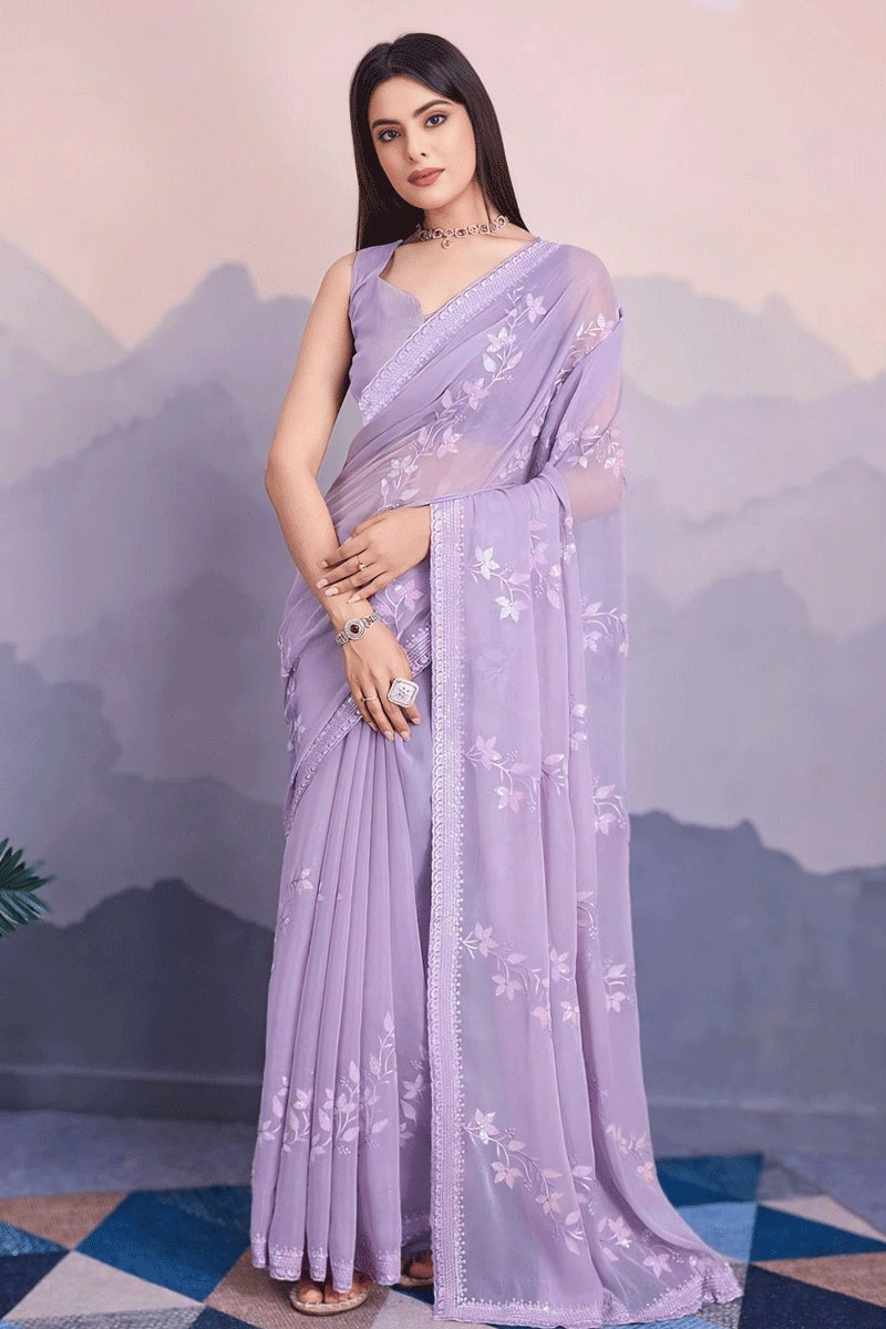 light purple saree for party wear