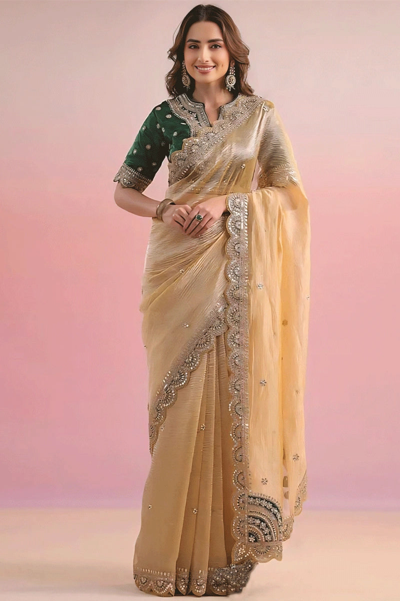 light yellow color saree