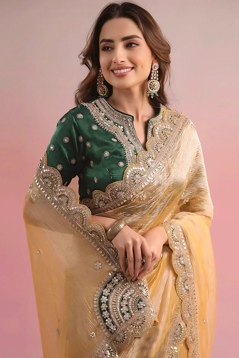 light yellow color saree for wedding