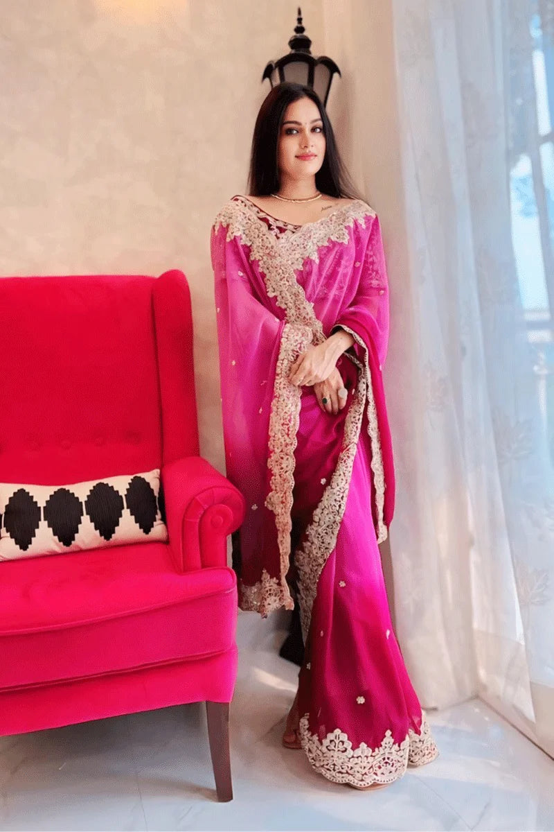 light pink colour saree