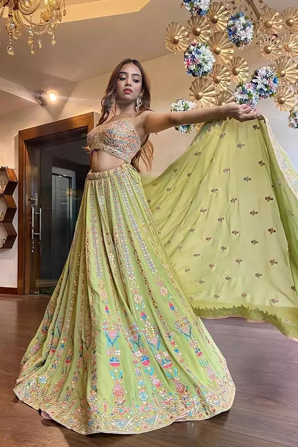 Lime Green Chaniya Choli Design For Wedding - Anaya Designer Studio