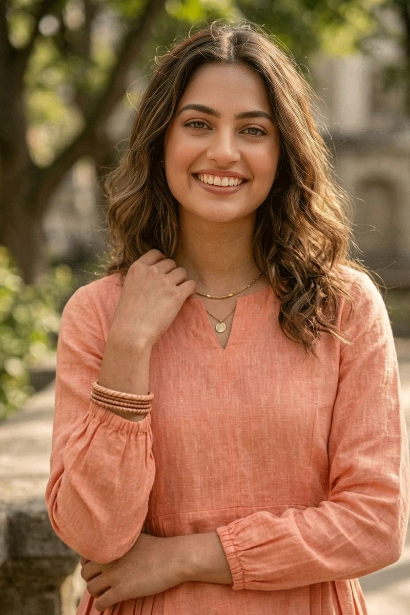 office wear linen cotton top pant set