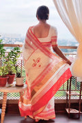 linen saree for durga puja