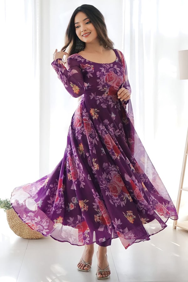 long purple evening gown