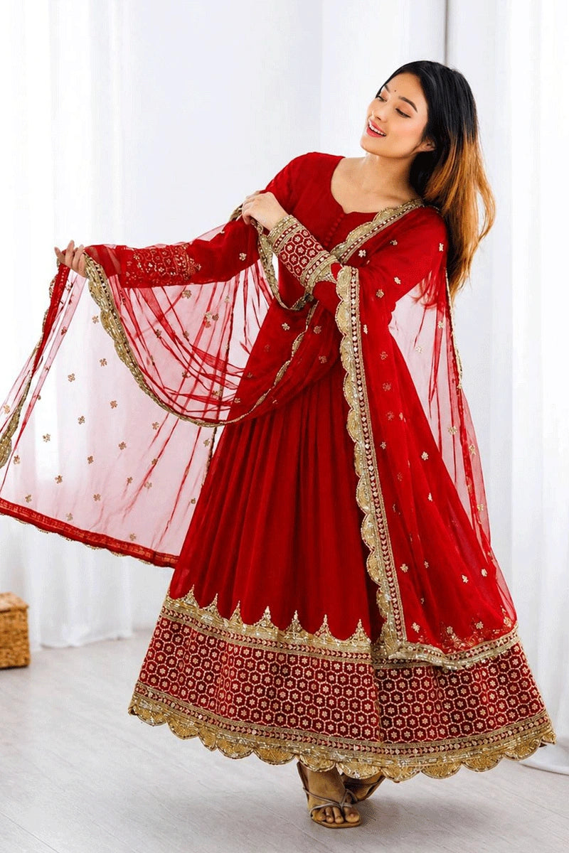 long anarkali gown with dupatta