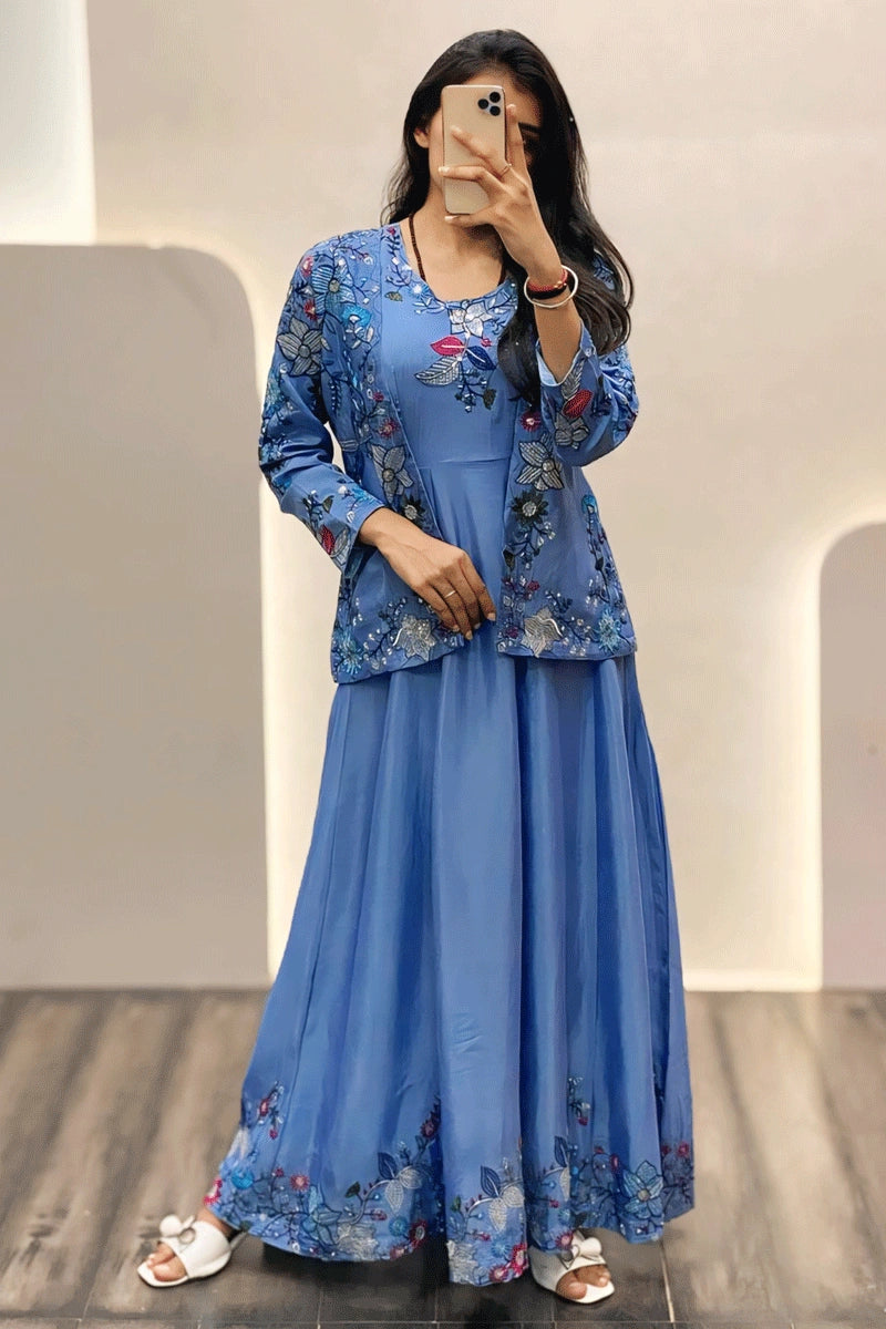 long jacket party wear dress Duntery Mother of the Bride Outfits Luxury Chiffon Long Jacket, Emerald