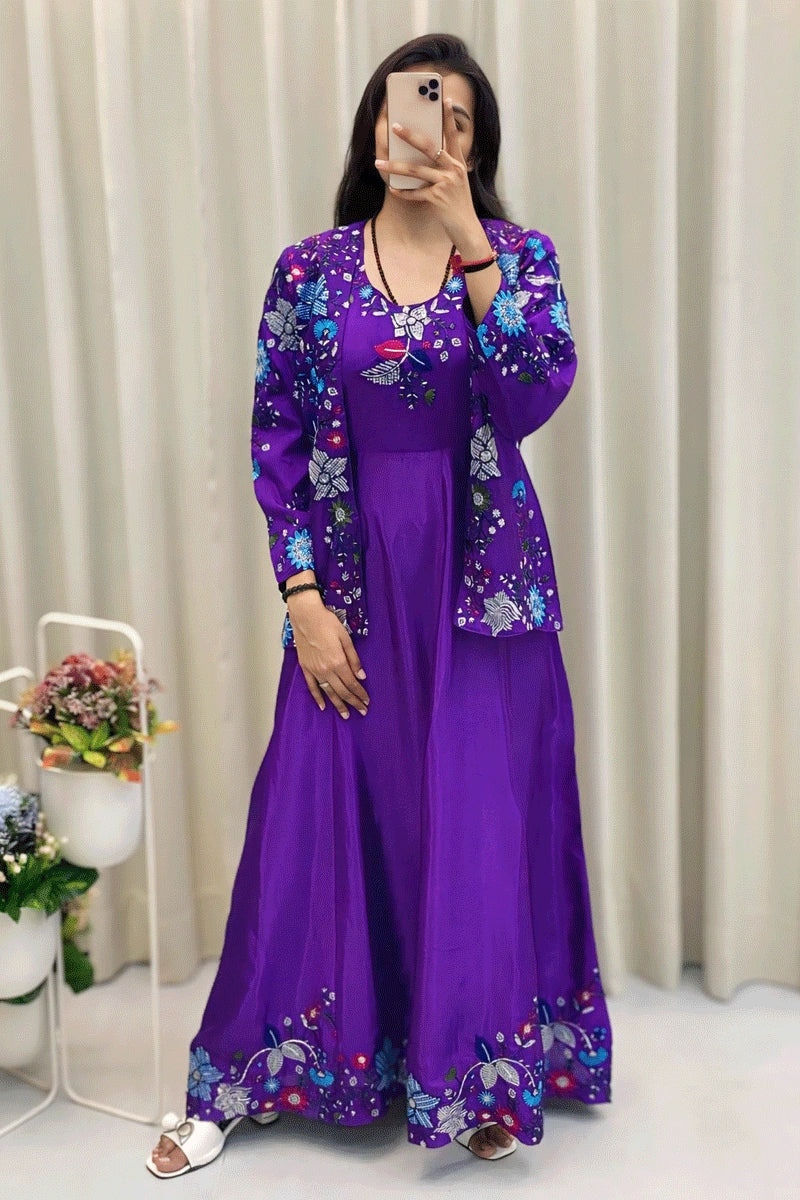 long purple gown for reception