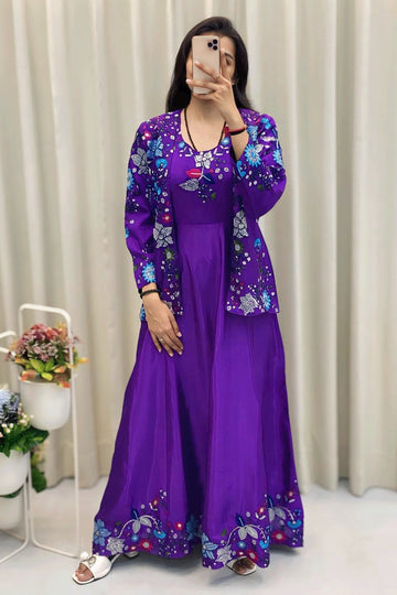 long purple gown for reception