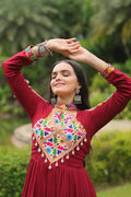 long sleeve maroon gown for garba