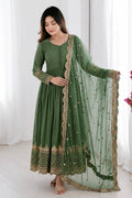 long sleeves anarkali gown with dupatta