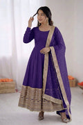 long sleeves silk anarkali suit