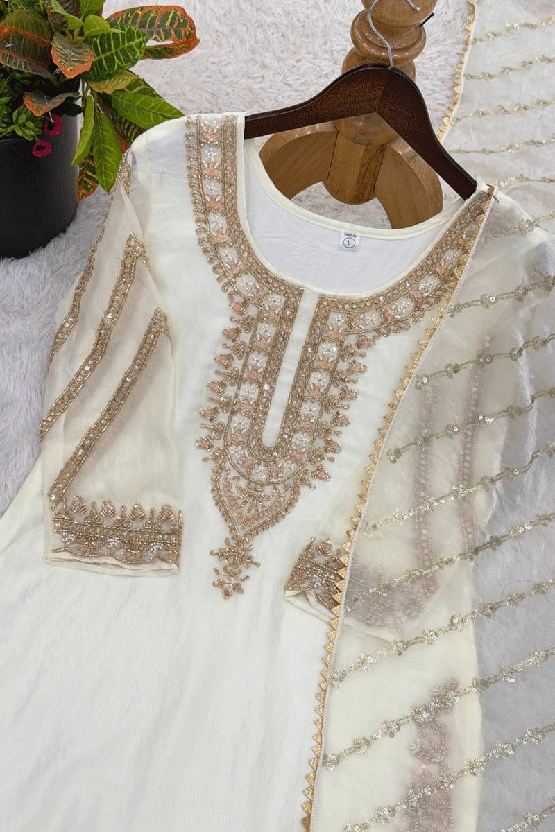 long sleeves white plazzo suit