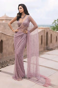 lovender sequience saree for farewell party