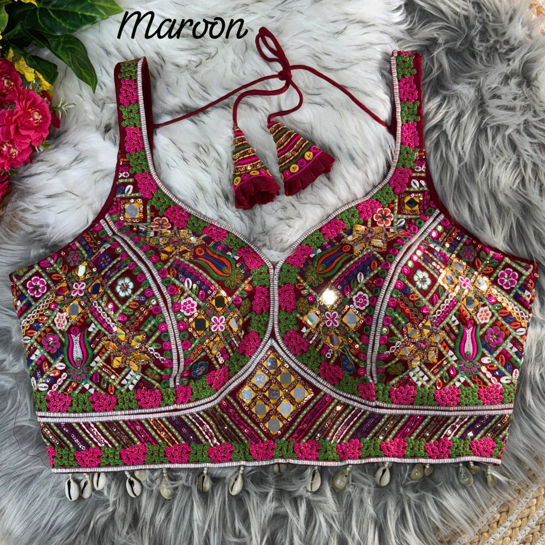 maroon blouse gamthi work for navratri