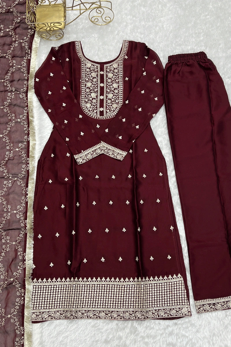 maroon colour dress for diwali pooja