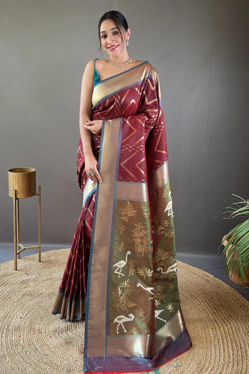 maroon colour silk saree for wedding 