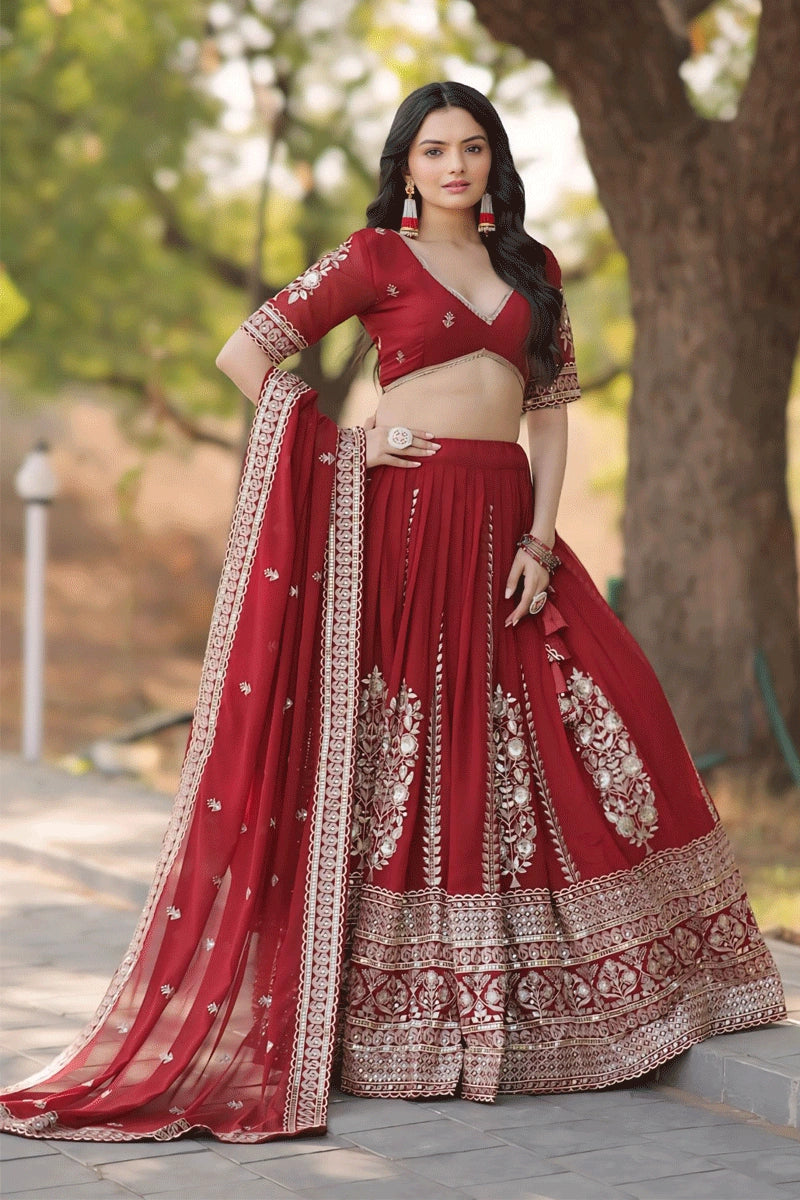 maroon lehenga choli for marriage