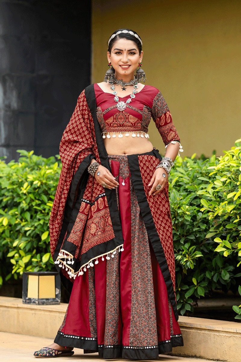 maroon lehenga choli for women