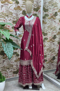 maroon_sharara_suit for eid