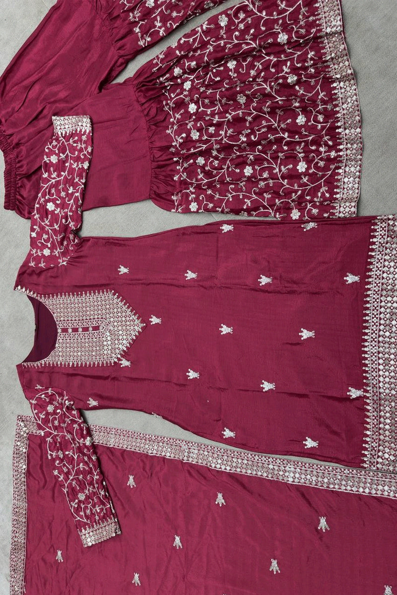 maroon_sharara_suit for eid festival