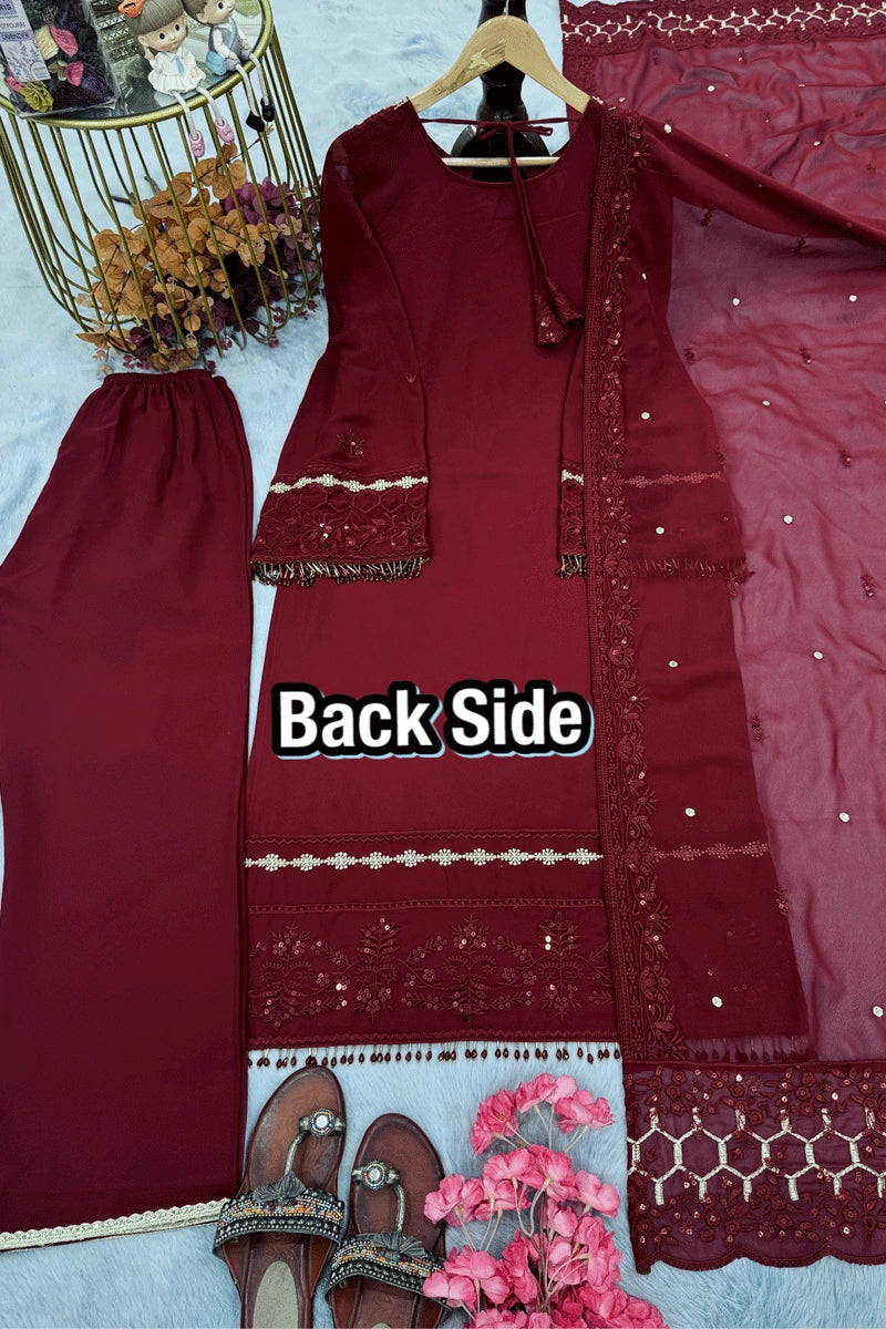 maroon sharara suit with dupatta 