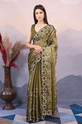 mehandi colour silk saree for wedding