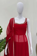 modern red ethnic suit for girls