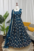 modern teal anarkali dress