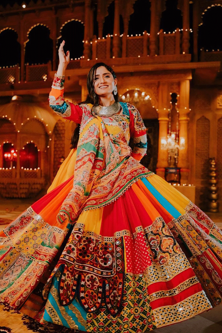 multi colour chaniya choli for garba night with gita rabari