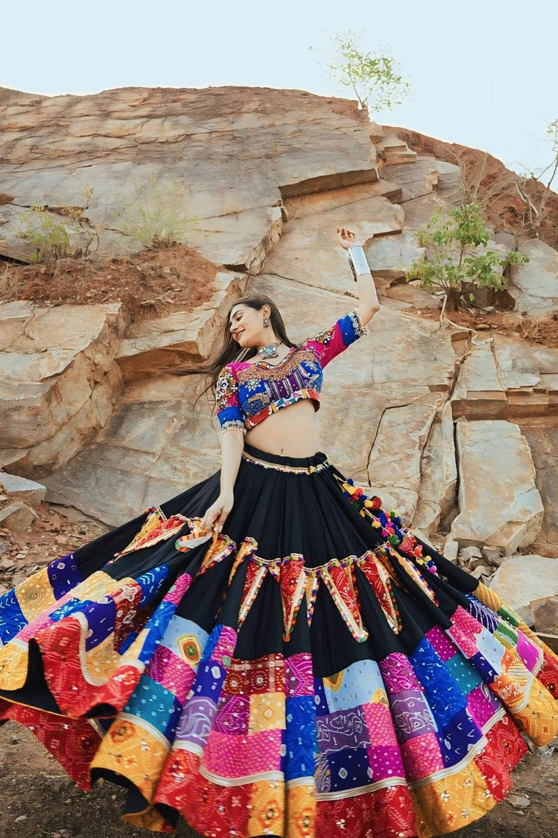 multi colour chaniya choli for gujarati garba