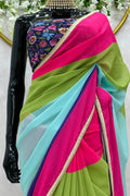 multicolor saree party wear