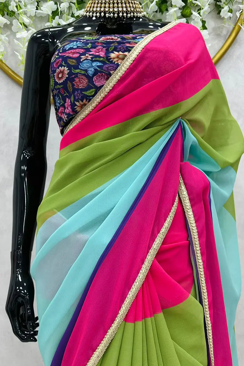 multicolor saree party wear