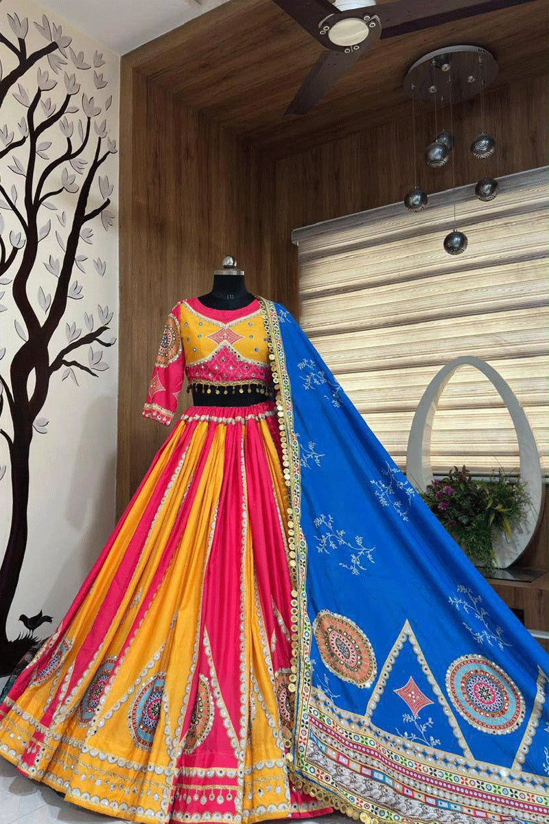 multicolor chaniya choli with dupatta for garba night 