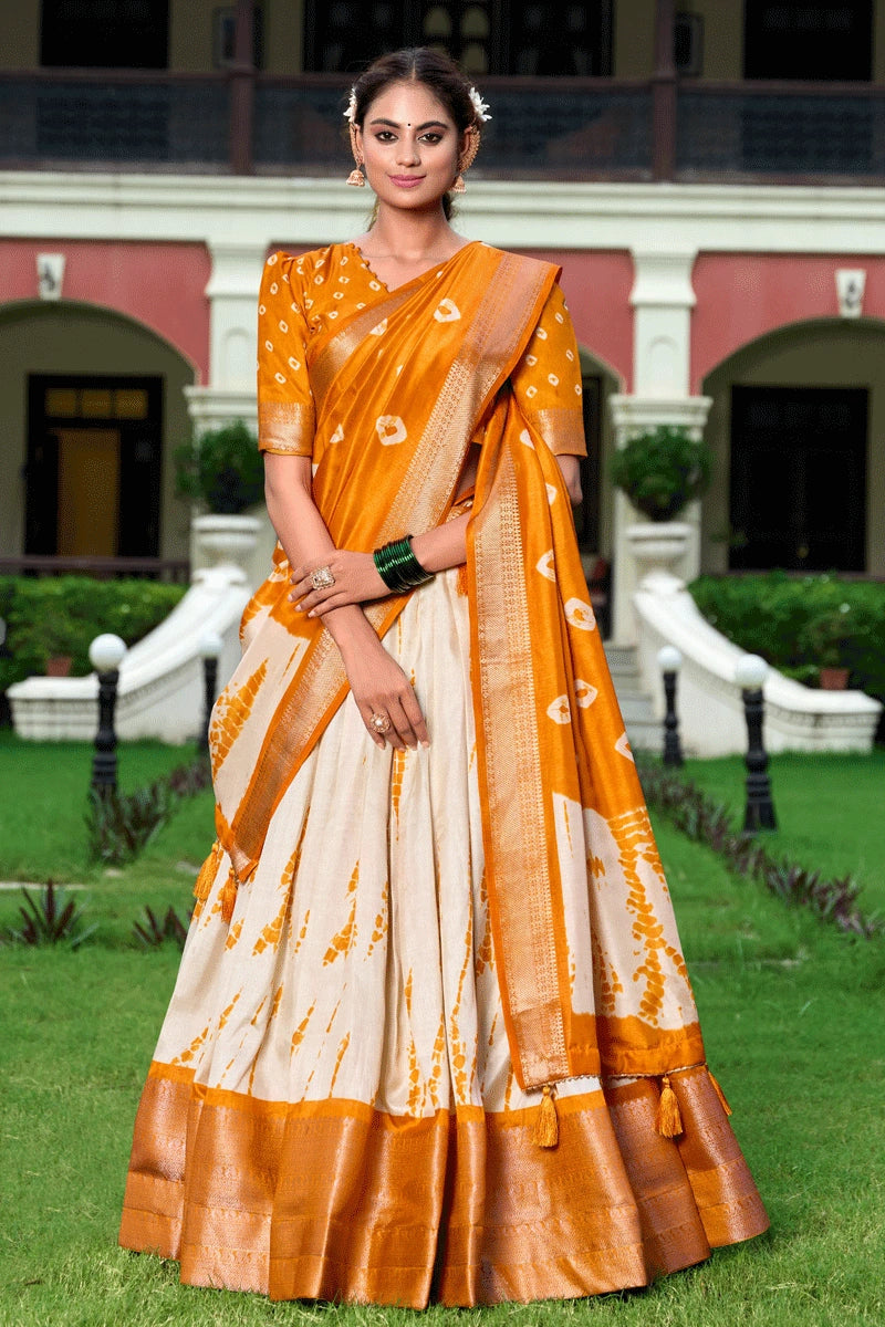 mustard colour half saree 