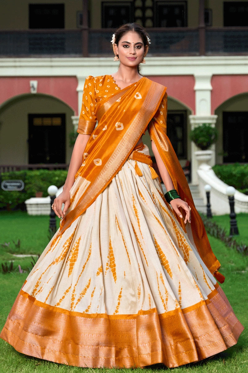 mustard colour half saree 