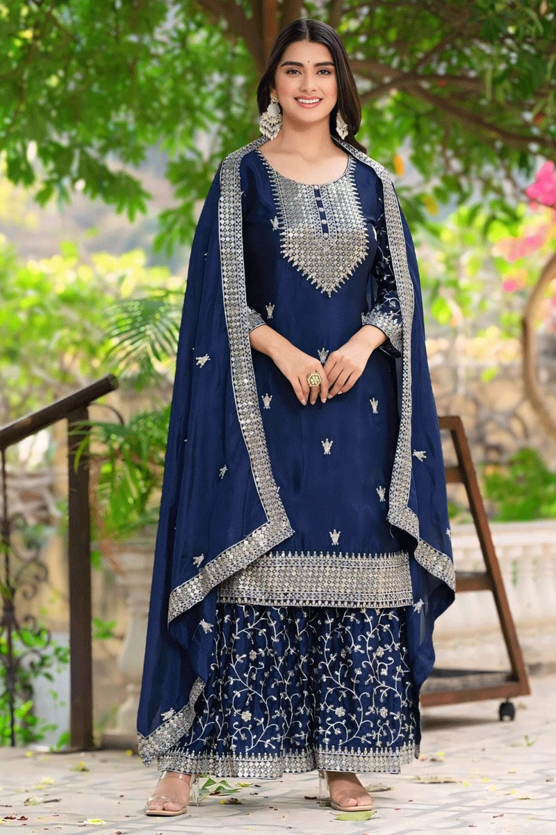 navy blue _sharara_suit