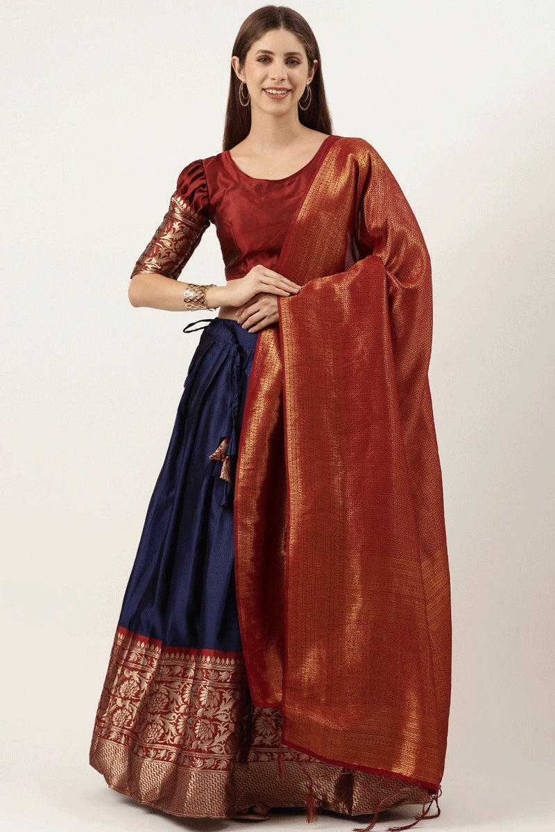 navy blue colour half saree for pongal