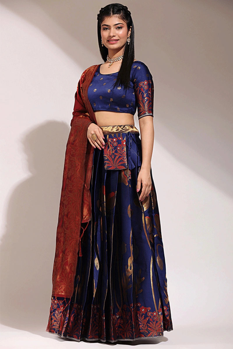 navy blue colour half sarees