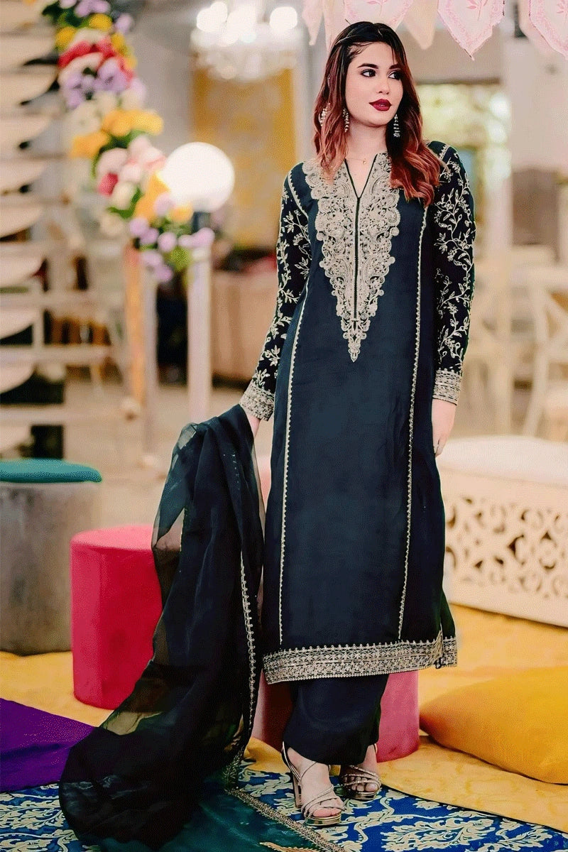 navy blue kurti plazo for diwali