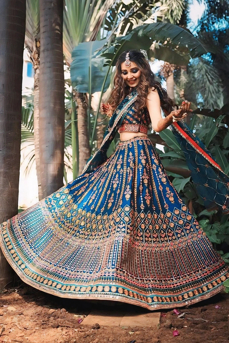 navy blue lehenga choli for bridal 