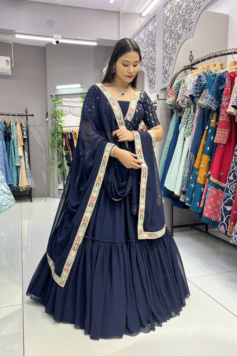 navy blue lehenga choli for garba night