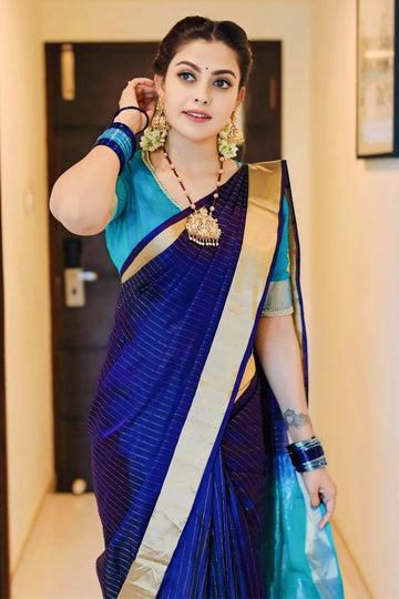 navy blue silk saree