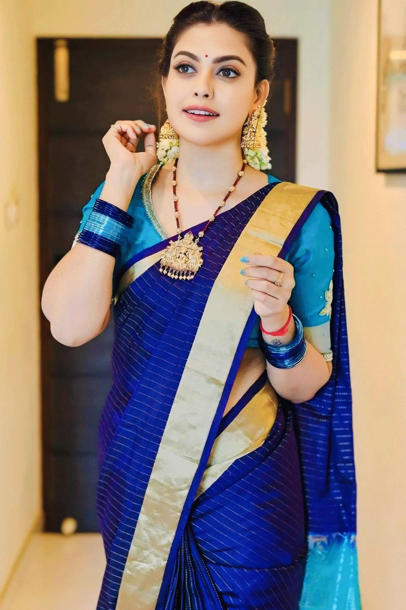 navy blue silk saree